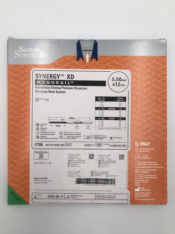 BOSTON SCIENTIFIC 394181235 Synergy XD Monorail Everolimus-Eluting Platinum Chromium Coronary Stent System 3.50mm x 12mm (X)