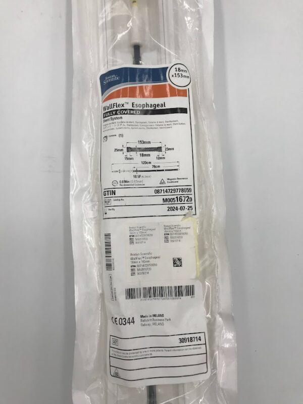 BOSTON SCIENTIFIC 1672 WallFlex Esophageal Fully Covered Stent System 18mm x 153mm (X)