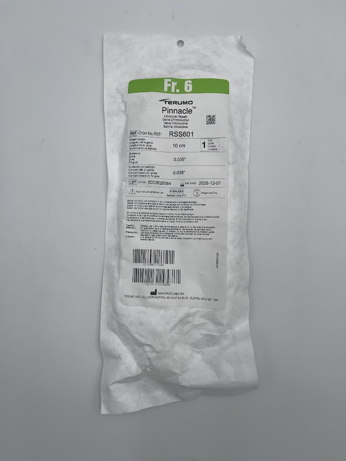 TERUMO RSS601 Pinnacle Introducer Sheath 6Fr. 10cm x 0.035" x 0.035"