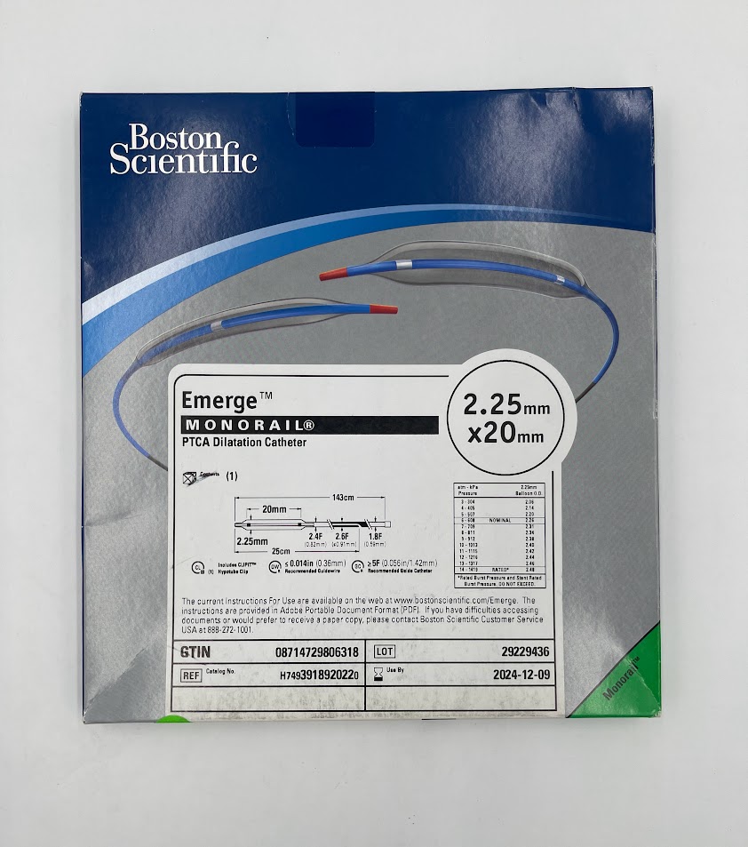BOSTON SCIENTIFIC 391892022 Emerge Monorail PTCA Dilatation Catheter 2.25mm x 20mm (X)