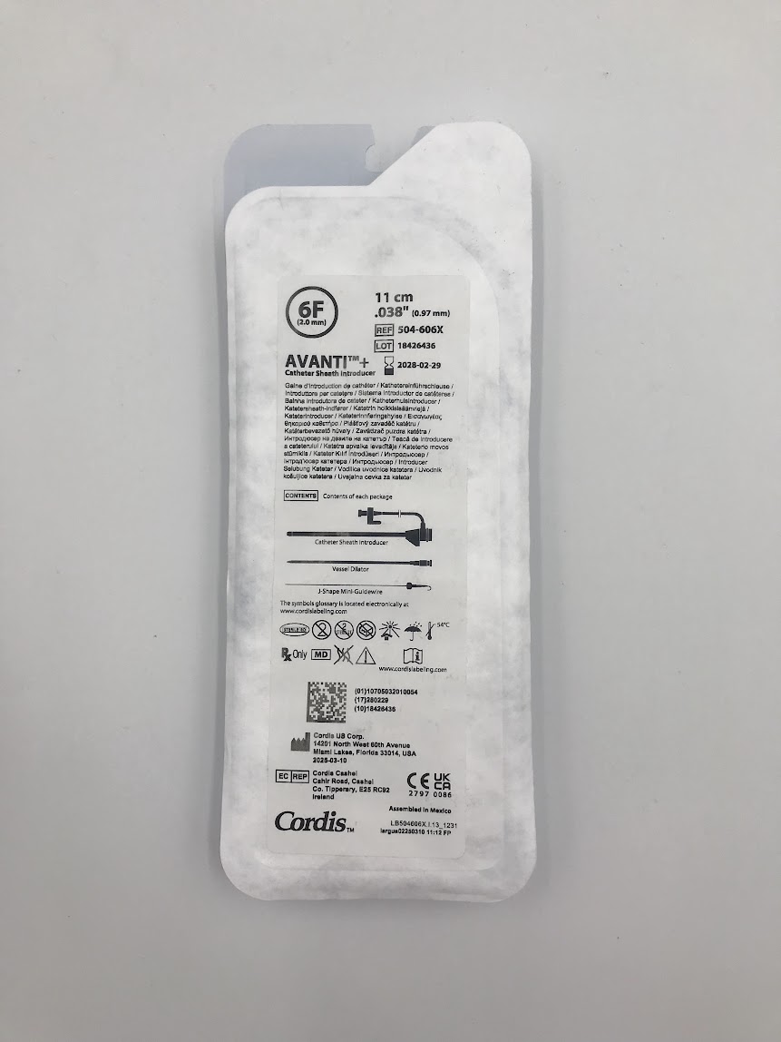 CORDIS 504-606X Avanti+ Catheter Sheath Introducer 6F / 11cm / .038in