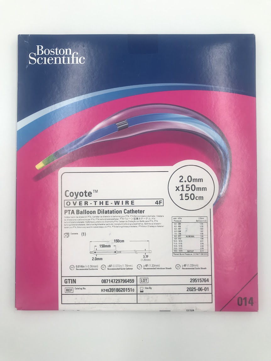 BOSTON SCIENTIFIC 3918620151 Coyote Over-The-Wire PTA Balloon Dilatation Catheter 4F 2.0mm x 150mm x 150cm (X)