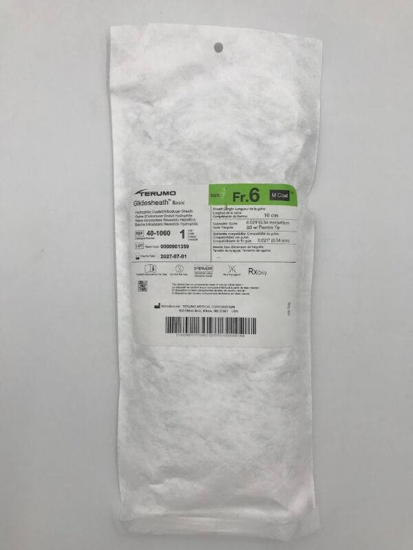 TERUMO 40-1060 Glidesheath Basic Hydrophillic Coated Introducer Sheath Fr.6  10cm