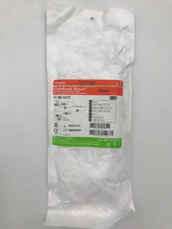 TERUMO 50-1070 Glidesheath Slender Hydrophilic Coated Introducer Sheath Nitinol M coat Fr.7 10cm