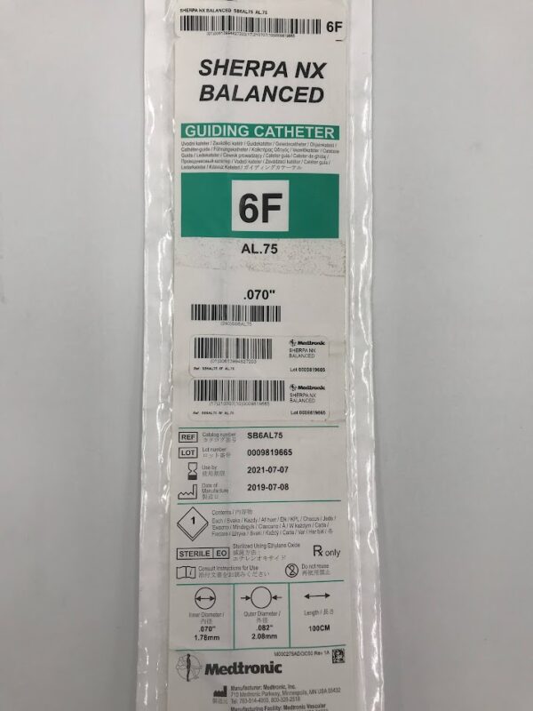 MEDTRONIC SB6AL75 Sherpa NX Balanced Guiding Catheter AL.75, 6F, .070in (X)