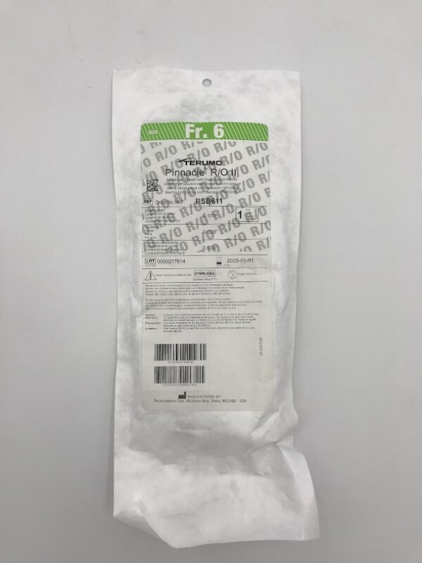 TERUMO RSB611 Pinnacle R/O II Introducer Sheath w/Radiopaque Marker 6Fr. 6cm x 0.038" x 0.038" (X)