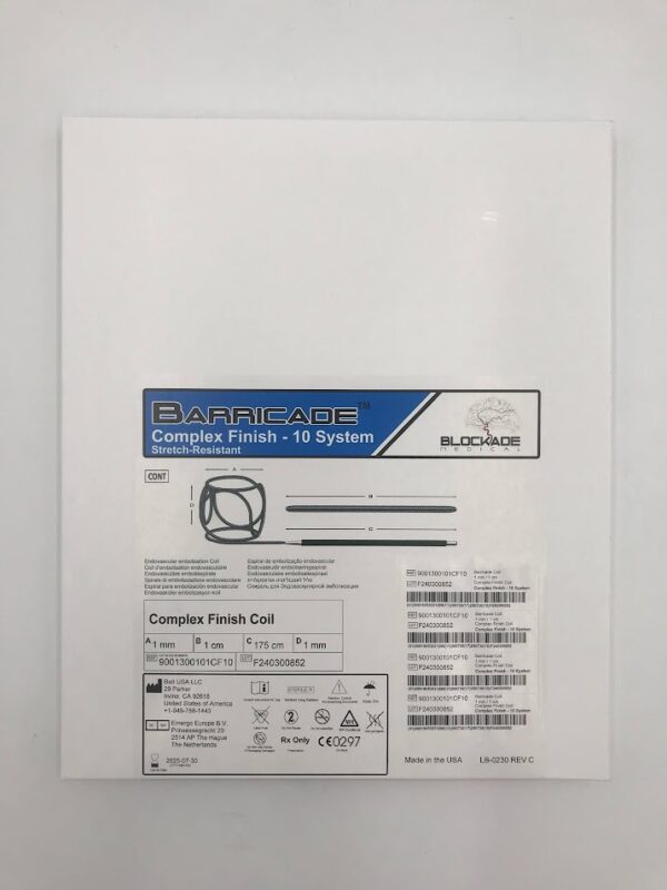 BALT 9001300101CF10 Barricade Complex Finish -10 System Stretch-Resistant Endovascular Embolization Coil 1mm x 1cm x 175cm x 1mm (X)