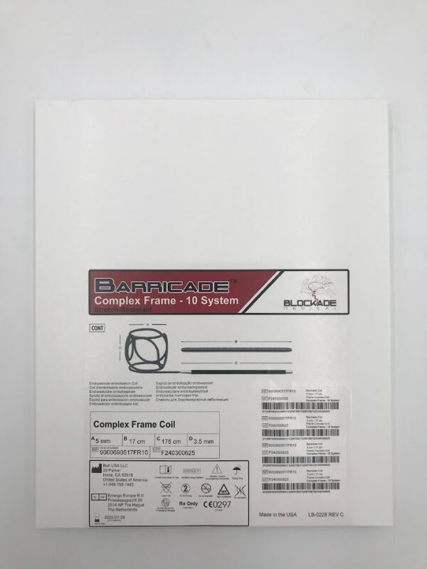 BALT 9000690517FR10 Barricade Complex Frame - 10 System Stretch-Resistant Endovascular Embolization Coil 5mm x 17cm x 175cm x 3.5mm (X)