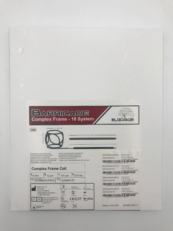 BALT 9000680413FR10 Barricade Complex Frame - 10 System Stretch-Resistant Endovascular Embolization Coil 4mm x 13cm x 175cm x 2.8mm (X)
