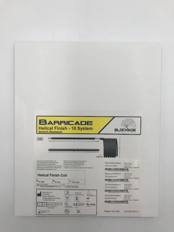 BALT 9000590408FN10 Barricade Helical Finish - 10 System Stretch-Resistant Endovascular Embolization Coil 4mm x 8cm x 175cm (X)