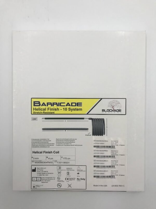 BALT 9000560304FN10 Barricade Helical Finish - 10 System Stretch-Resistant Endovascular Embolization Coil 3mm x 4cm x 175cm (SD)
