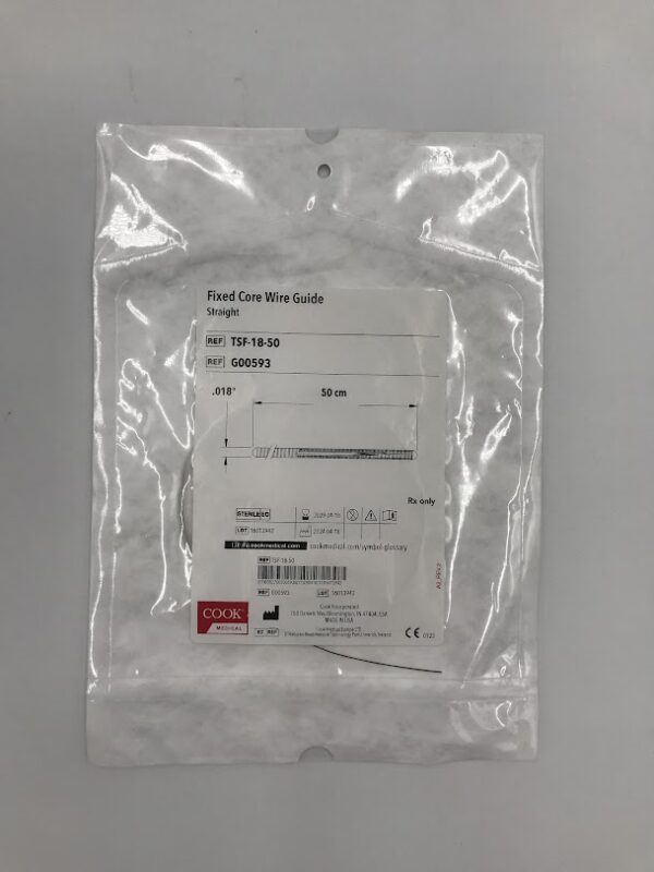 COOK G00593 Fixed Core Wire Guide Straight .018" x 50cm