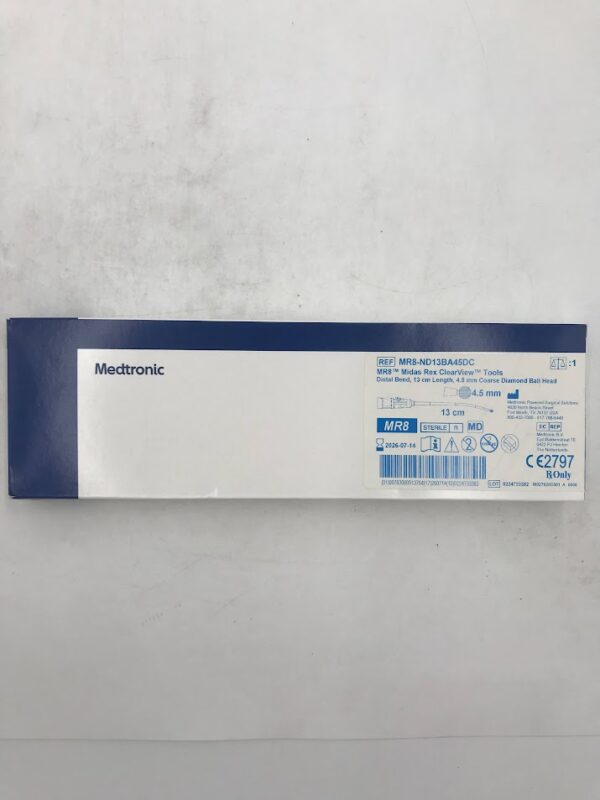 MEDTRONIC MR8-ND13BA45DC Midas Rex ClearView Tools Distal Bend, Length 13cm, Coarse Diamond Ball Head 4.5mm
