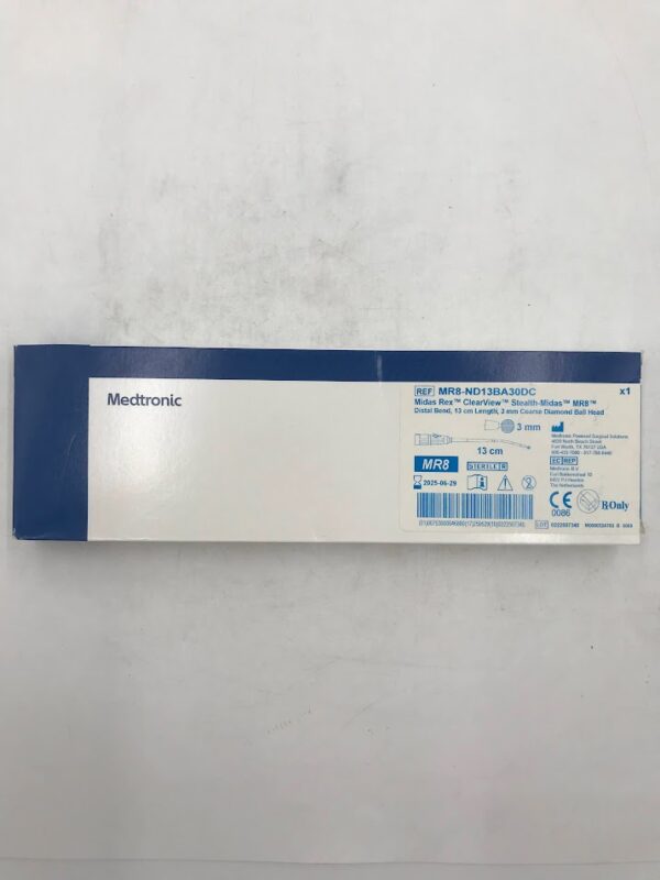 MEDTRONIC MR8-ND13BA30DC Midas Rex ClearView Stealth-Midas Distal Bend, Length 13cm, Coarse Diamond Ball head 3mm (X)