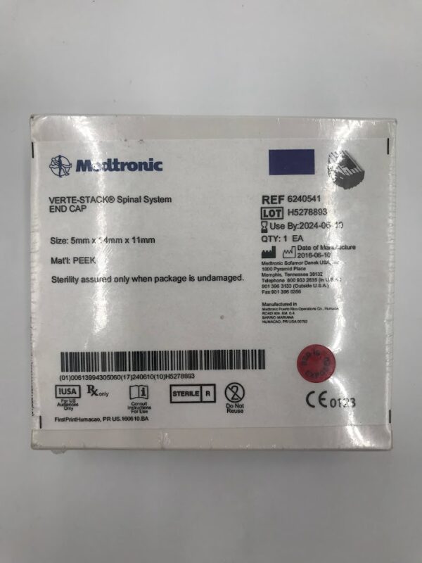 MEDTRONIC 6240541 Verte-Stack Spinal System End Cap Size: 5mm x 14mm x 11mm Material: PEEK (X)