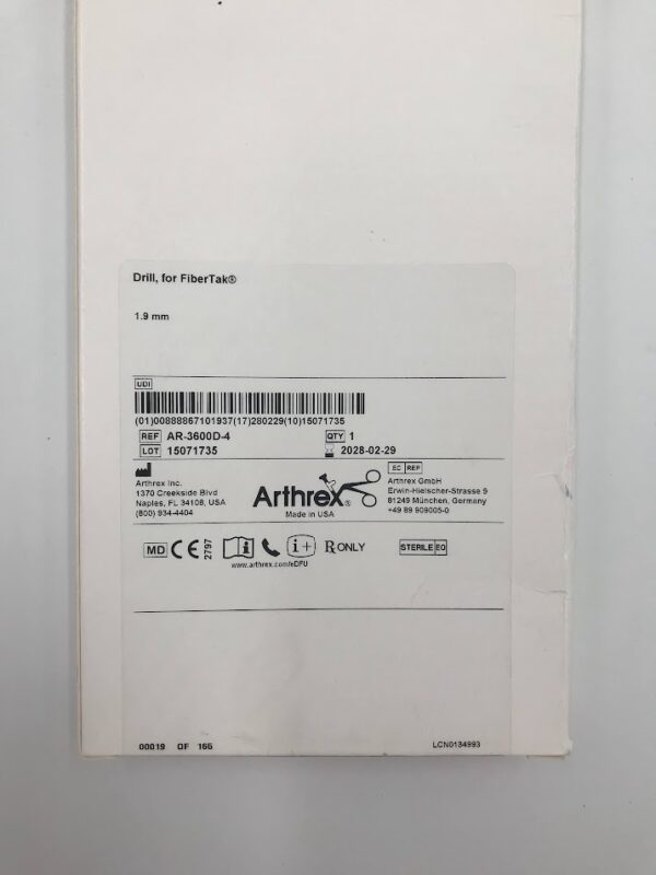 ARTHREX AR-3600D-4 Drill, for FiberTak 1.9mm