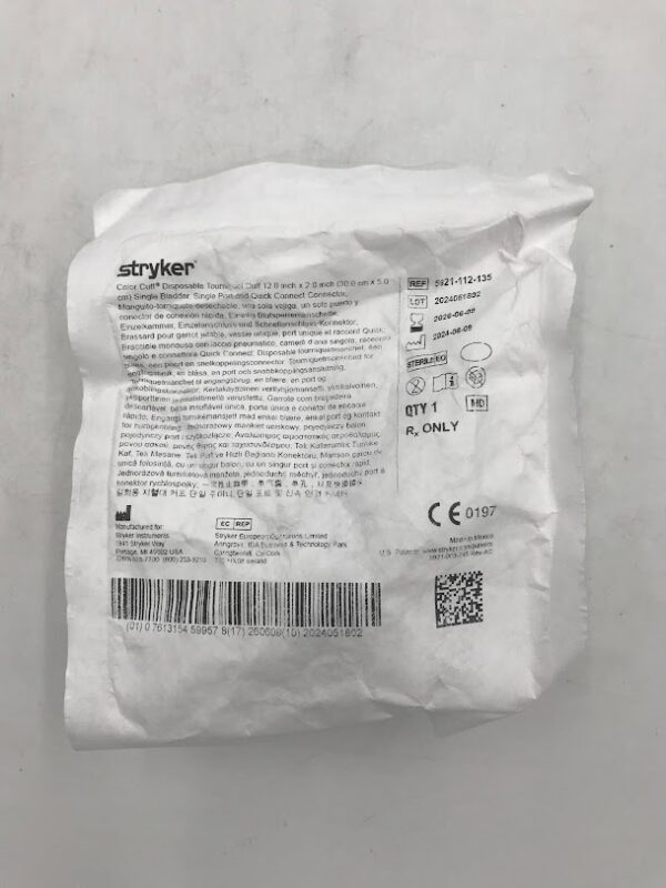 STRYKER 5921-112-135 Color Cuff Disp. Tourniquet Cuff Single Bladder Single Port 12 x 2in (X) (Copy)