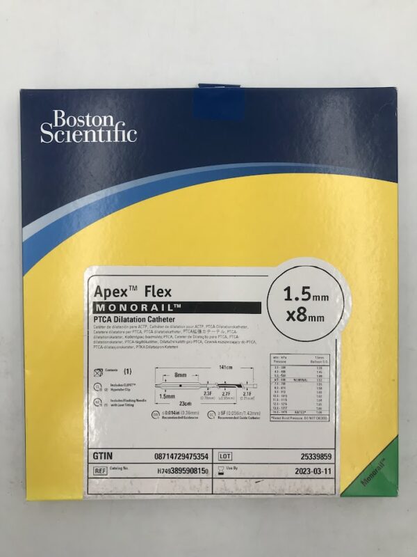 BOSTON SCIENTIFIC 389590815 Apex Flex Monorail PTCA Dilatation Catheter 1.5mm x 8mm (X)