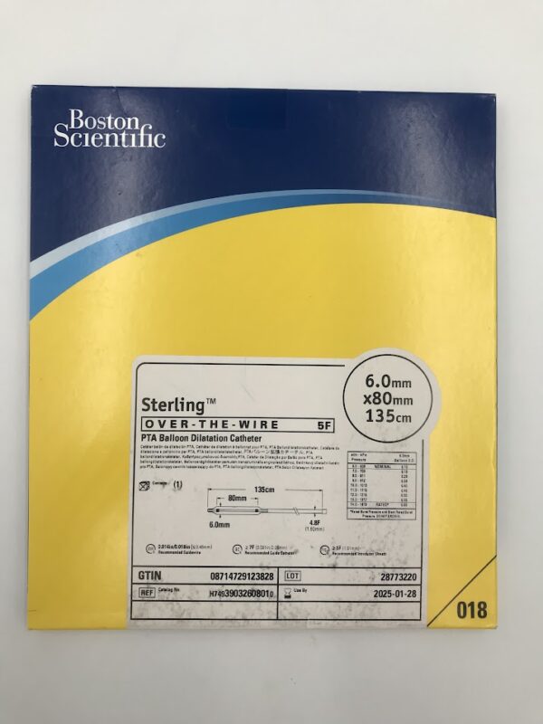 BOSTON SCIENTIFIC 3903260801 Sterling Over-The-Wire PTA Balloon Dilatation Catheter 5F 6.0mm x 80mm x 135cm (X)