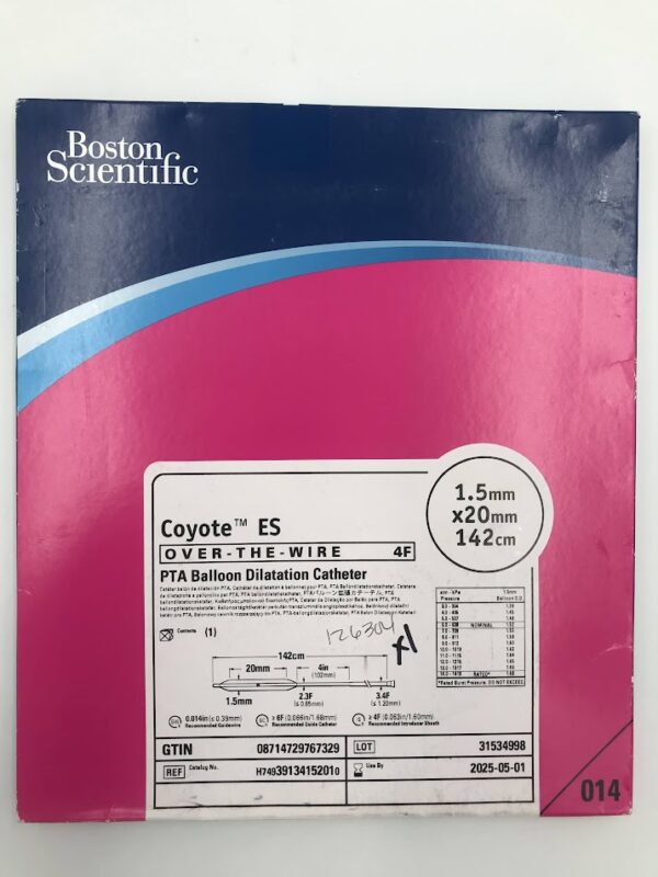 BOSTON SCIENTIFIC 3913415201 Coyote ES Over-The-Wire PTA Balloon Dilatation Catheter 4F 1.5mm x 20mm x 142cm (X)