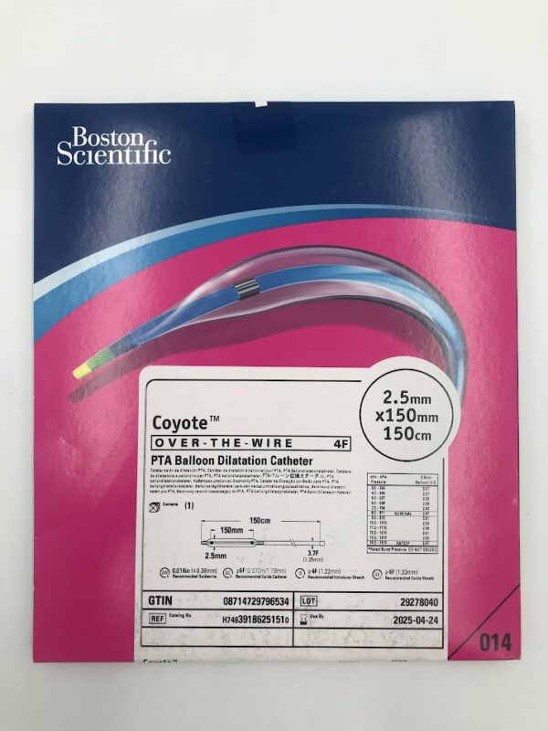 BOSTON SCIENTIFIC 3918625151 Coyote Over-The-Wire PTA Balloon Dilatation Catheter 4F 2.5mm x 150mm x 150cm (X)