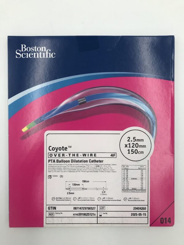 BOSTON SCIENTIFIC 3918625121 Coyote Over-The-Wire PTA Balloon Dilatation Catheter 4F 2.5mm x 120mm x 150cm (X)