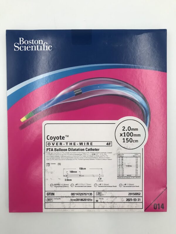 BOSTON SCIENTIFIC 3918620101 Coyote Over-The-Wire PTA Balloon Dilatation Catheter 4F 2.0mm x 100mm x 150cm (X)