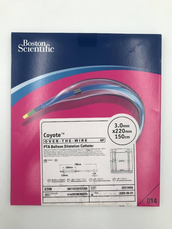 BOSTON SCIENTIFIC 3918630221 Coyote Over-The-Wire PTA Balloon Dilatation Catheter 4F 3.0mm x 220mm x 150cm (X)
