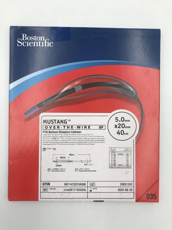 BOSTON SCIENTIFIC 3917105024 Mustang Over-The-Wire PTA Balloon Dilatation Catheter 5F 5.0mm x 20mm x 40cm (X)