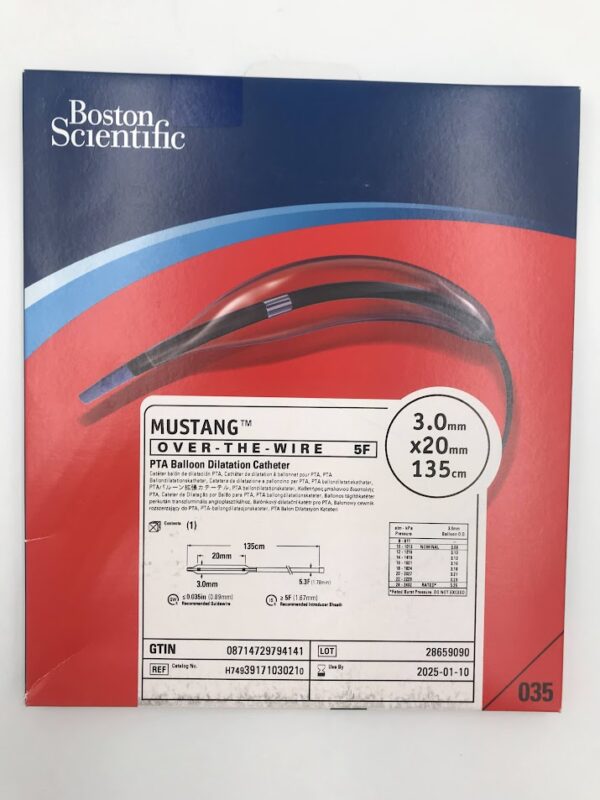 BOSTON SCIENTIFIC 3917103021 Mustang Over-The-Wire PTA Balloon Dilatation Catheter 5F 3.0mm x 20mm x 135cm (X)