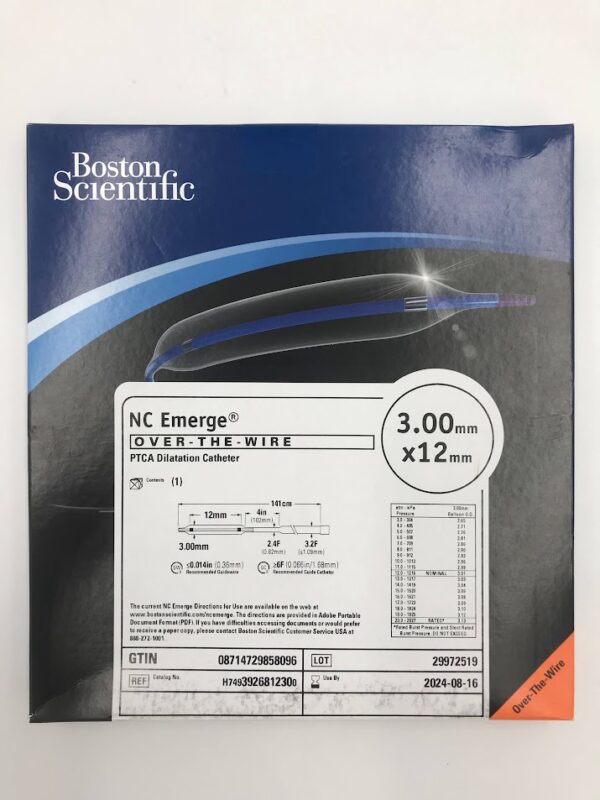 BOSTON SCIENTIFIC 392681230 NC Emerge Over-The-Wire PTCA Dilatation Catheter 3.00mm x 12mm (X)