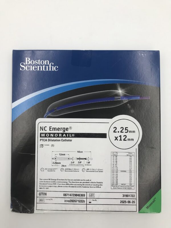 BOSTON SCIENTIFIC 392671222 NC Emerge Monorail PTCA Dilatation Catheter 2.25mm x 12mm (X)
