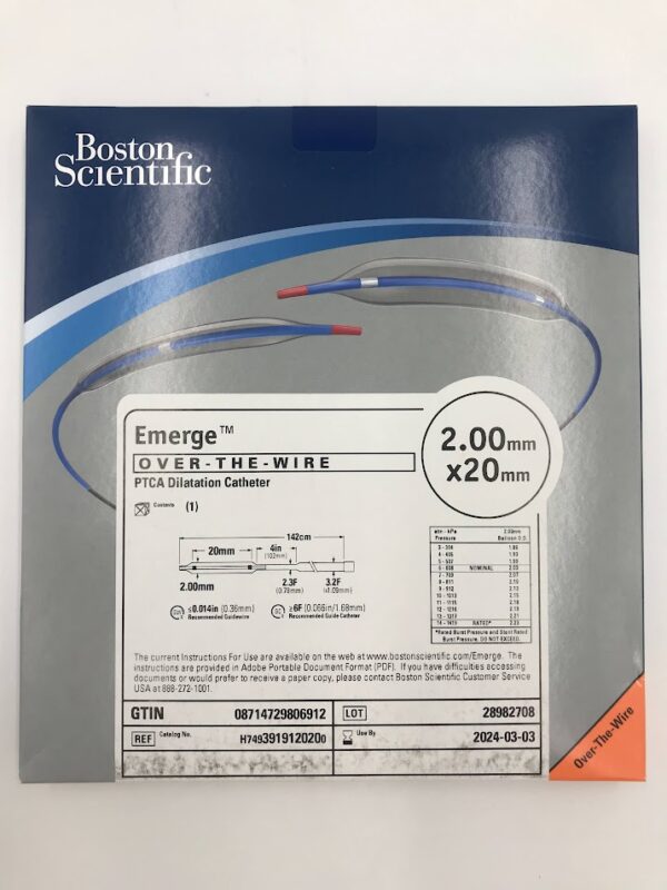 BOSTON SCIENTIFIC 391912020 Emerge Over-The-Wire PTCA Dilatation Catheter 2.00mm x 20mm (X)