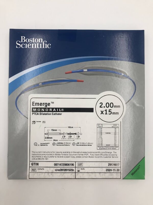 BOSTON SCIENTIFIC 391891520 Emerge Monorail PTCA Dilatation Catheter 2.00mm x 15mm (X)
