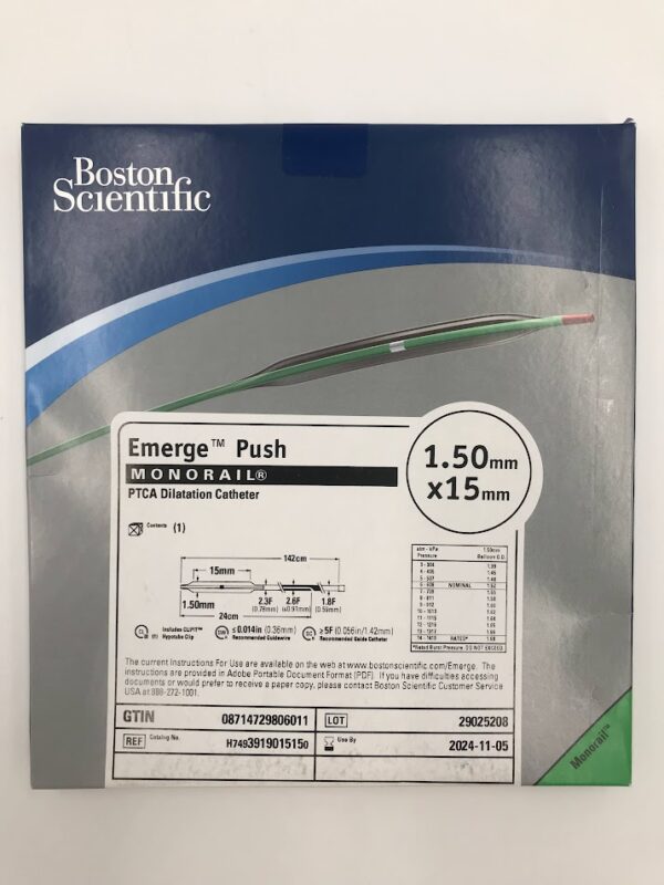 BOSTON SCIENTIFIC 391901515 Emerge Push Monorail PTCA Dilatation Catheter 1.50mm x 15mm (X)