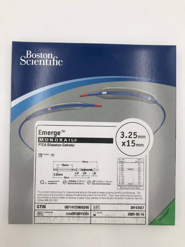 BOSTON SCIENTIFIC 391891532 Emerge Monorail PTCA Dilatation Catheter 3.25mm x 15mm (X)