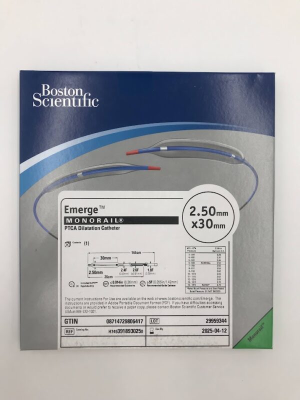 BOSTON SCIENTIFIC 391893025 Emerge Monorail PTCA Dilatation Catheter 2.50mm x 30mm (X)