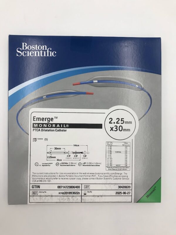 BOSTON SCIENTIFIC 391893022 Emerge Monorail PTCA Dilatation Catheter 2.25mm x 30mm (X)