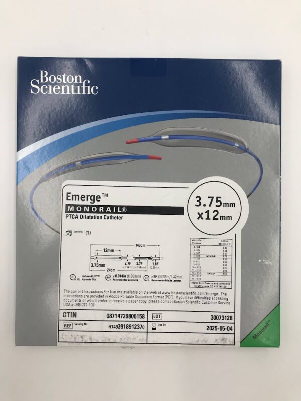 BOSTON SCIENTIFIC 391891237 Emerge Monorail PTCA Dilatation Catheter 3.75mm x 12mm (X)