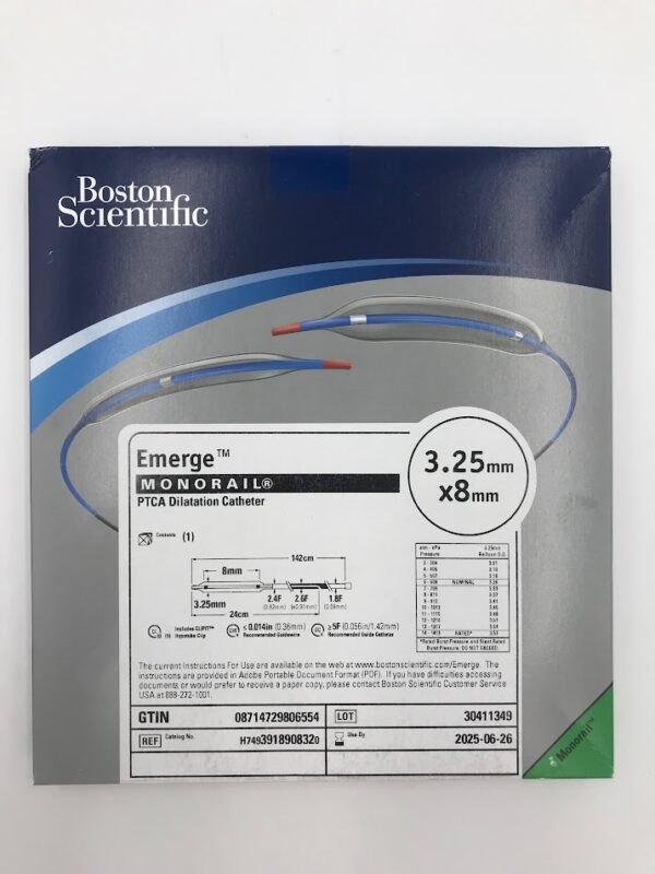 BOSTON SCIENTIFIC 391890832 Emerge Monorail PTCA Dilatation Catheter 3.25mm x 8mm (X)