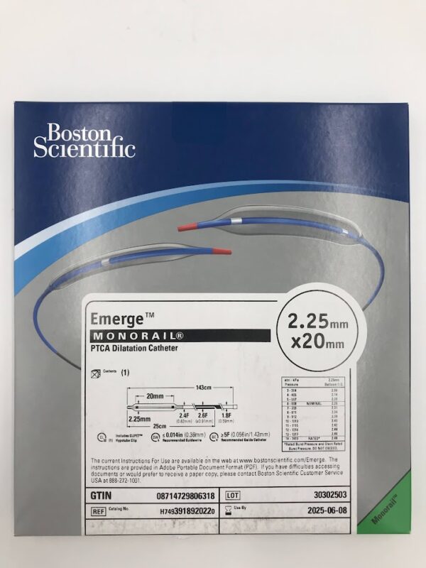 BOSTON SCIENTIFIC 391892022 Emerge Monorail PTCA Dilatation Catheter 2.25mm x 20mm (X)