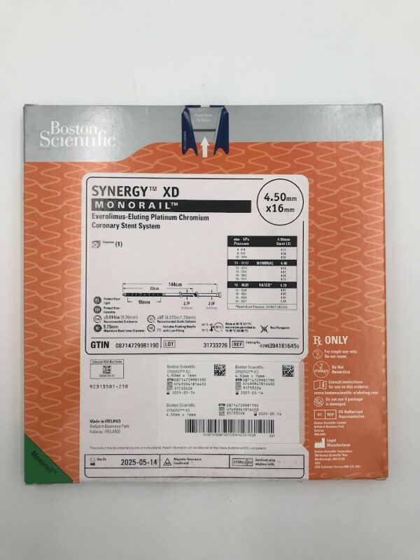 BOSTON SCIENTIFIC 394181645 Synergy XD Monorail Everolimus-Eluting Platinum Chromium Coronary Stent System 4.50mm x 16mm (X)
