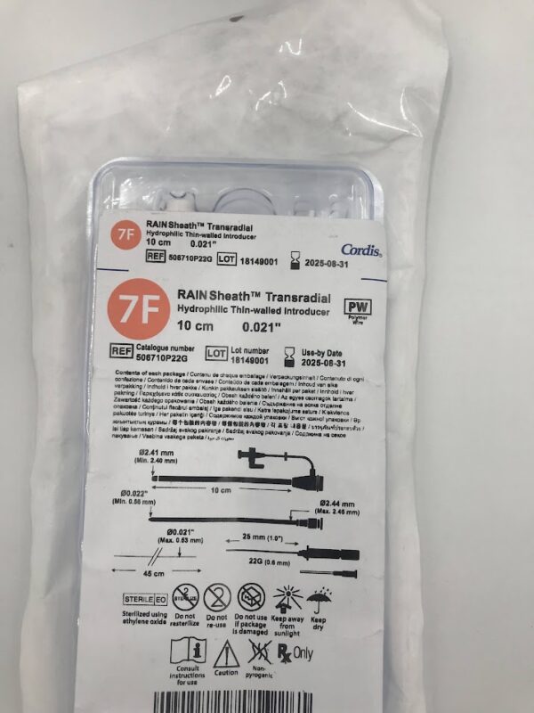CORDIS 506710P22G RAIN Sheath Transradial Hydrophilic Thin-Walled Introducer 10cm x 0.021in (X)