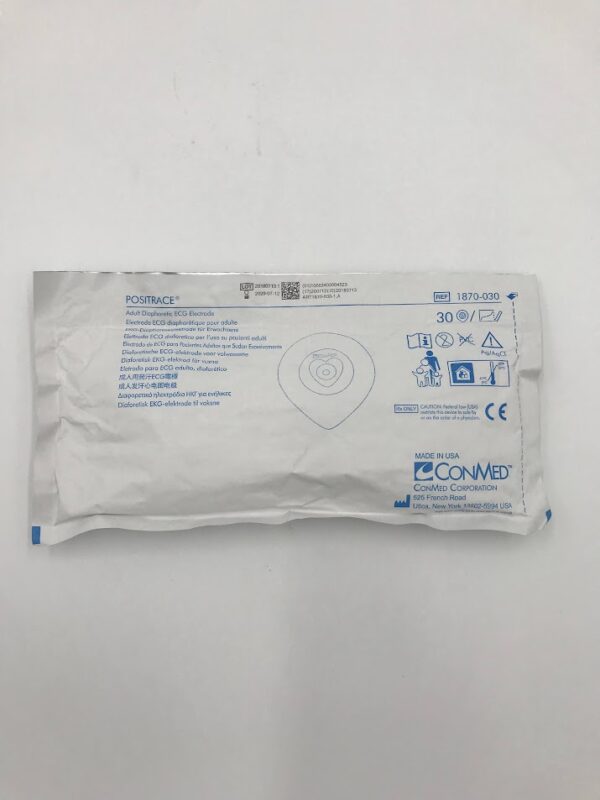 CONMED 1870-030 Positrace Adult Diaphoretic ECG Electrode (30/Pack) (X)