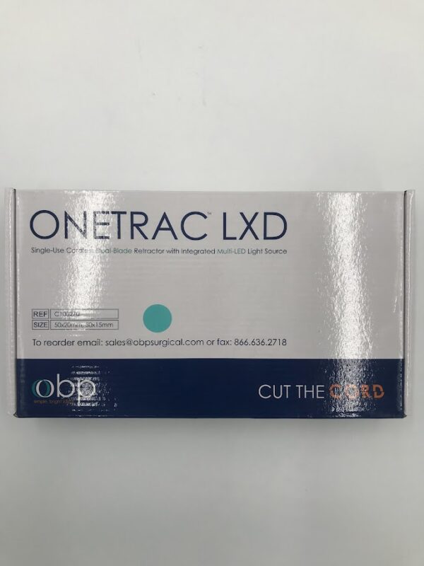 OBP C100270 OneTrac LXD Single-Use Cordless Dual-Blade Retractor w/ Integrated Multi-LED Light Source 50 x 30mm, 30 x 15mm
