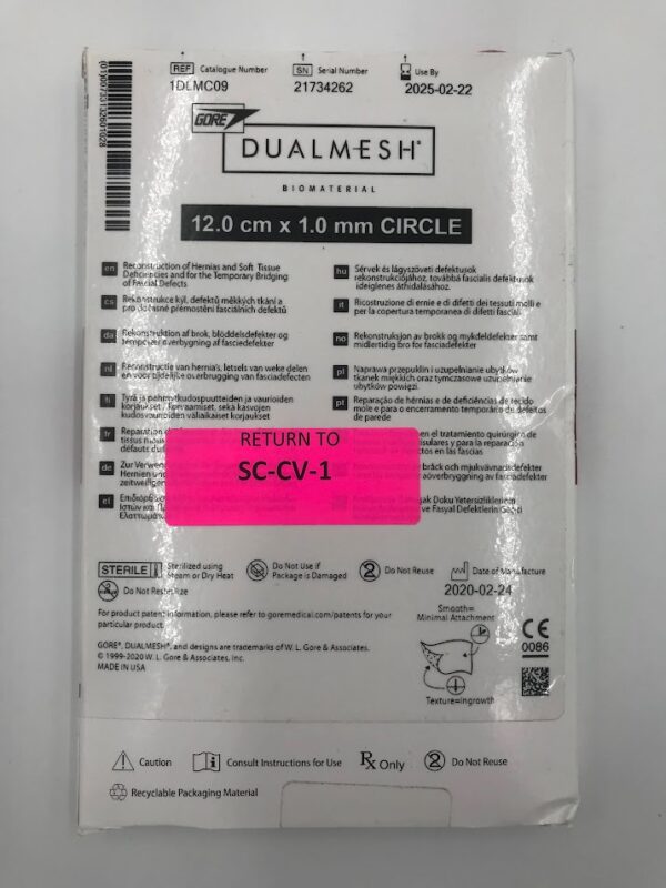 GORE 1DLMC09 Dualmesh Biomaterial 12.0cm x 1.0mm Circle (X)