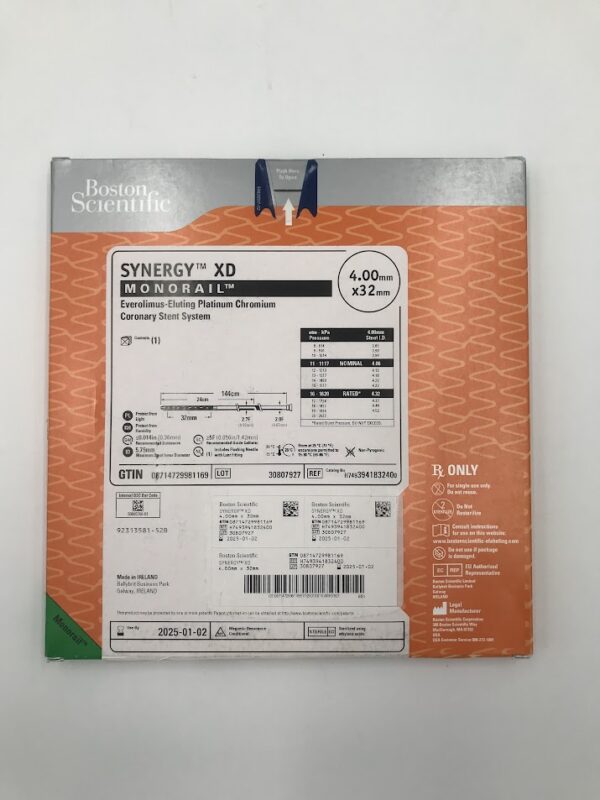 BOSTON SCIENTIFIC 394183240 Synergy XD Monorail Everolimus-Eluting Platinum Chromium Coronary Stent System 4.00mm x 32mm (X)