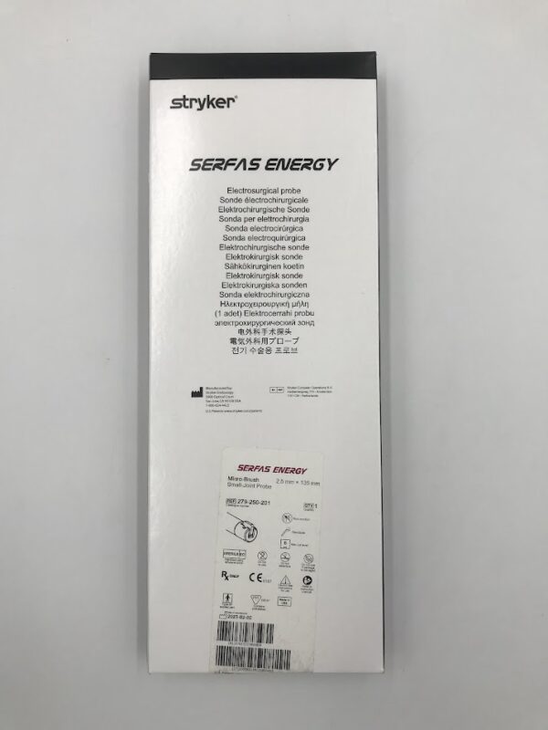 STRYKER 0279-250-201 Serfas Energy Electrosurgical Probe. Micro-brush Small-joint Probe 2.5mm X 135mm (X)  ***EXPIRED 2025-07-18***
