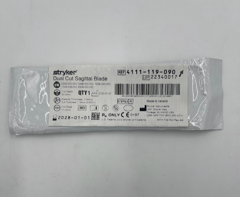 STRYKER INSTRUMENTS 4111-119-090 Dual Cut Sagittal Blade (90.0mm x 1.19mm x 11.0mm)