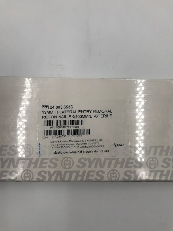 SYNTHES 04.003.653S 13mm TI Lateral Entry Femoral Recon Nail-ex/360mm/lt Sterile (X)